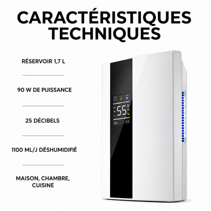 Purificateur et Déshumidificateur d'Air 2-en-1 Silencieux