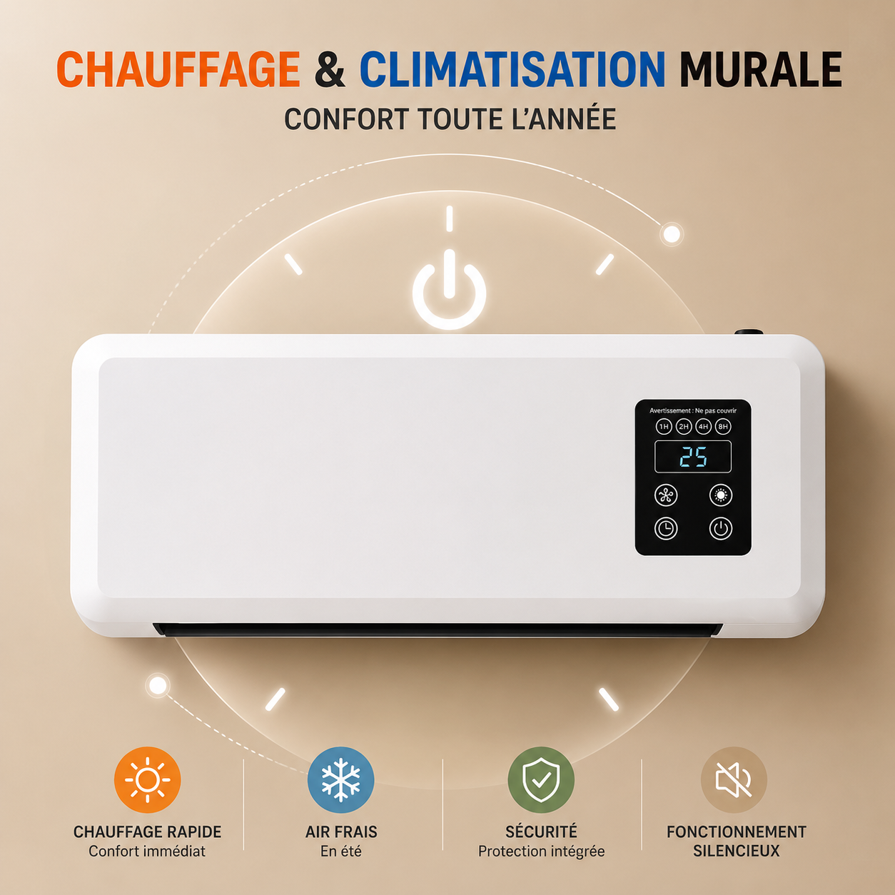 Chauffage et Refroidisseur Mural 2 en 1