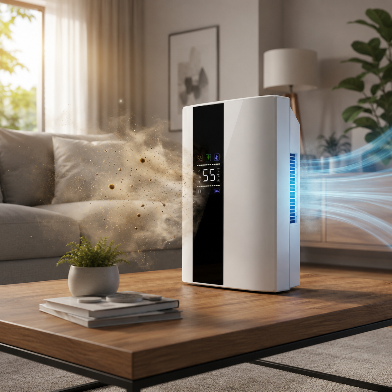 Purificateur et Déshumidificateur d'Air 2-en-1 Silencieux