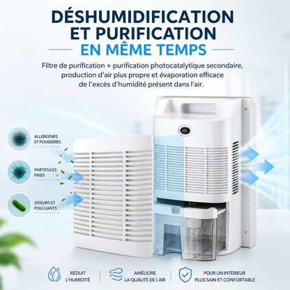 Purificateur et Déshumidificateur d'Air 2-en-1 Silencieux